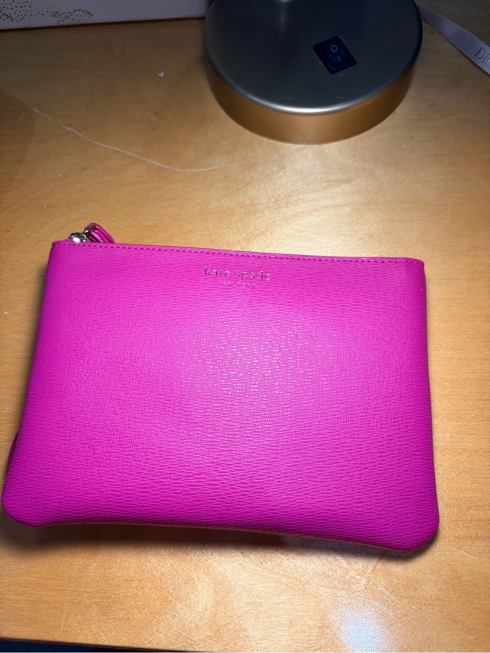 kate spade Hot Pink Leather Zip Pouch